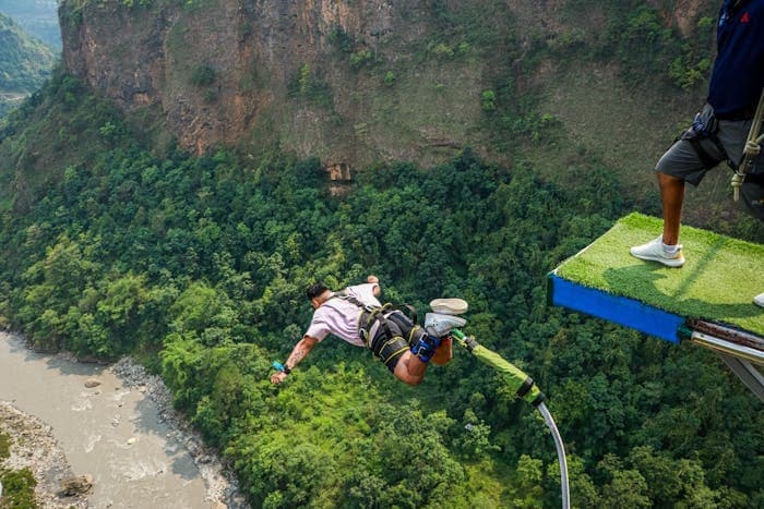 Bungee jumping at The Last Resort Nepal