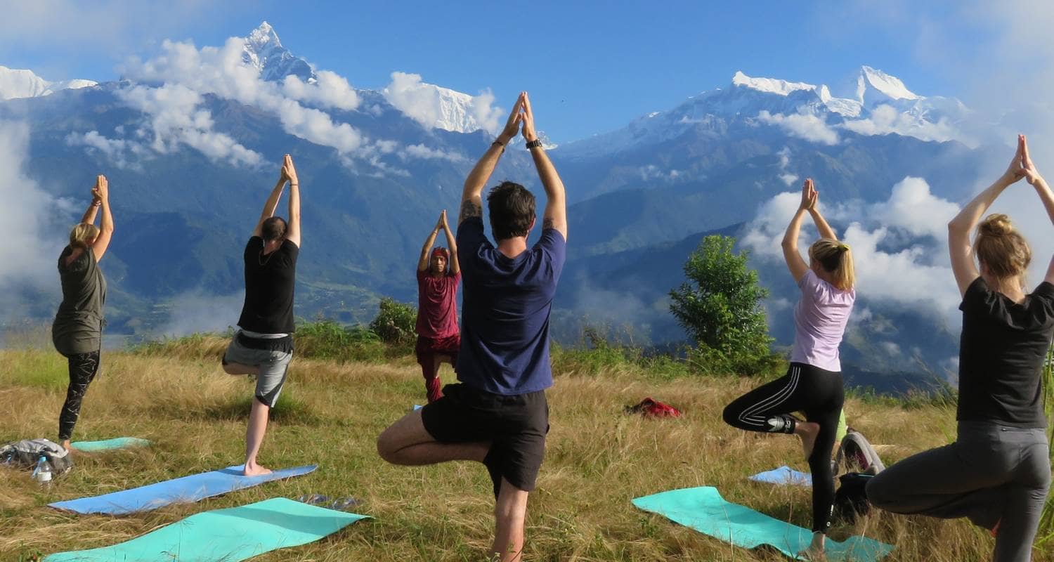 Beginner yoga trekking in Annapurna region Nepal